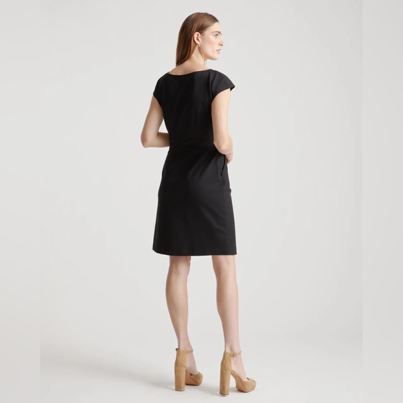 Quince Ultra-Stretch Ponte Cap Sleeve Dress in Black, Size M - Picture 3 of 14